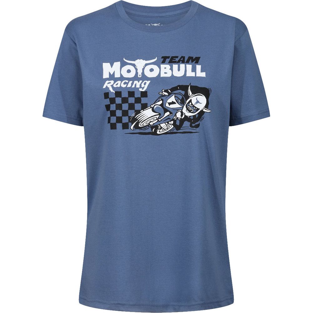 MotoBull Racing Team T-Shirt Faded Denim - ThrottleChimp