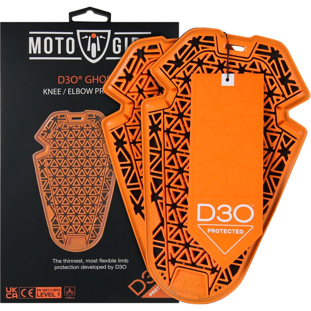 MotoGirl D3O Ghost L1 Ladies Knee / Elbow Protector Orange - Pair (Image 2) - ThrottleChimp