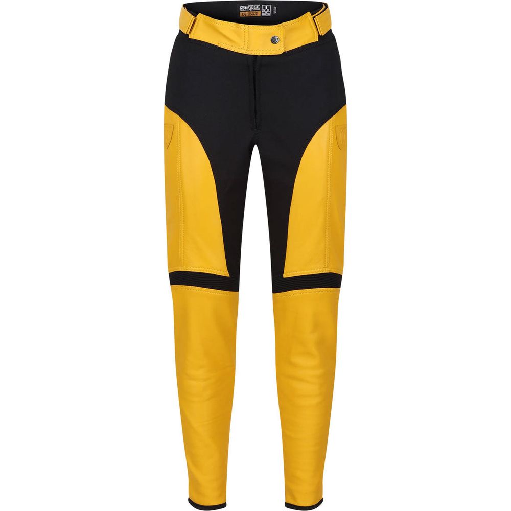 MotoGirl Fiona Ladies Leather Trouser Yellow - ThrottleChimp