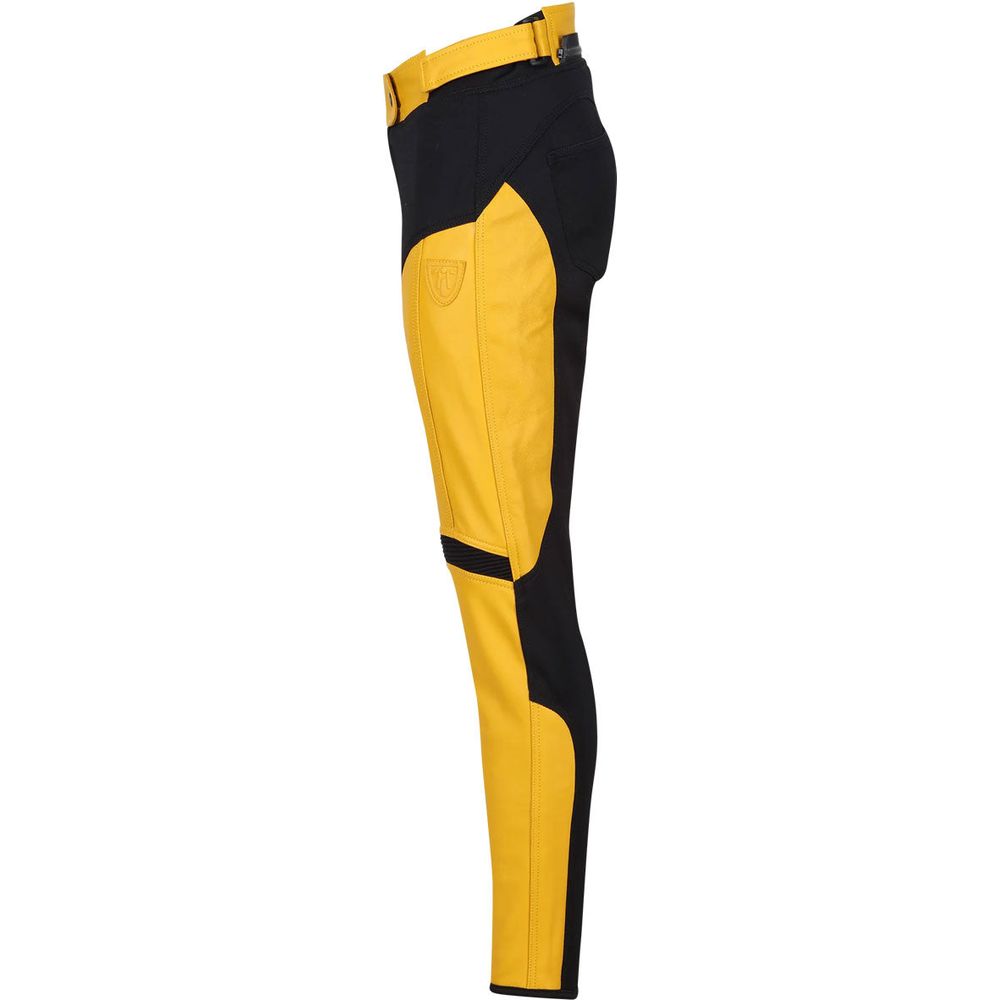 MotoGirl Fiona Ladies Leather Trouser Yellow (Image 2) - ThrottleChimp