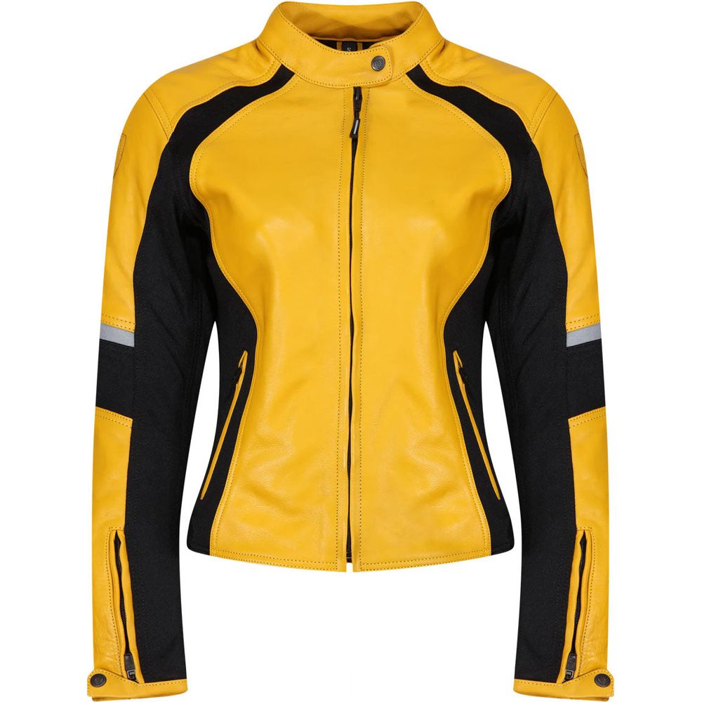 MotoGirl Fiona Ladies Leather Jacket Yellow - ThrottleChimp