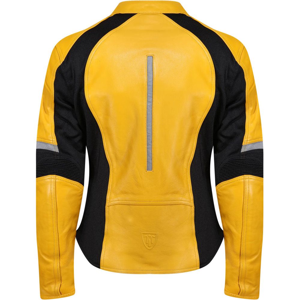 MotoGirl Fiona Ladies Leather Jacket Yellow (Image 2) - ThrottleChimp