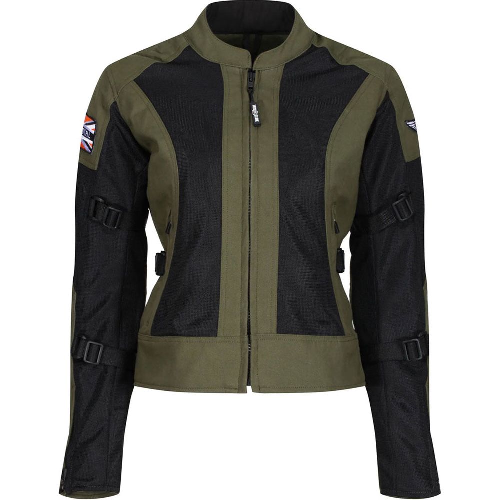 MotoGirl Jodie Summer Ladies Textile Jacket Khaki Green - ThrottleChimp