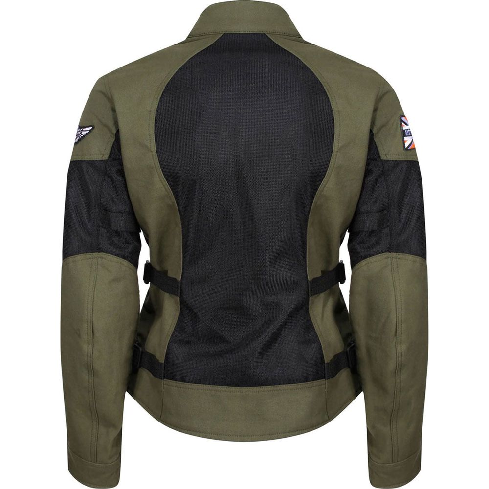 MotoGirl Jodie Summer Ladies Textile Jacket Khaki Green (Image 2) - ThrottleChimp