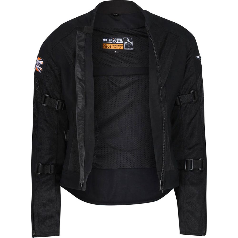 MotoGirl Jodie Summer Ladies Textile Jacket Black (Image 4) - ThrottleChimp