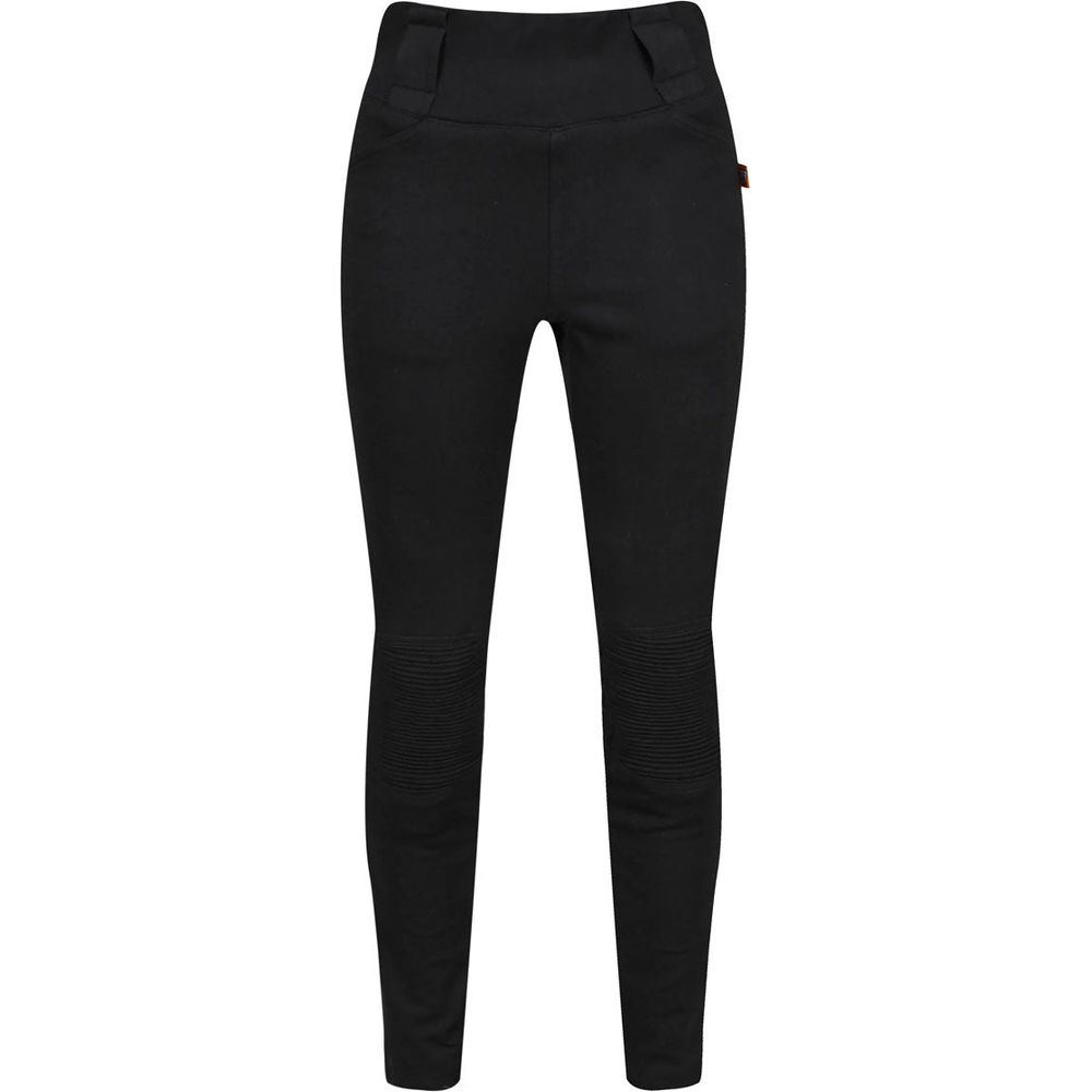 MotoGirl Ribbed Knee Ladies Leggings Black - ThrottleChimp