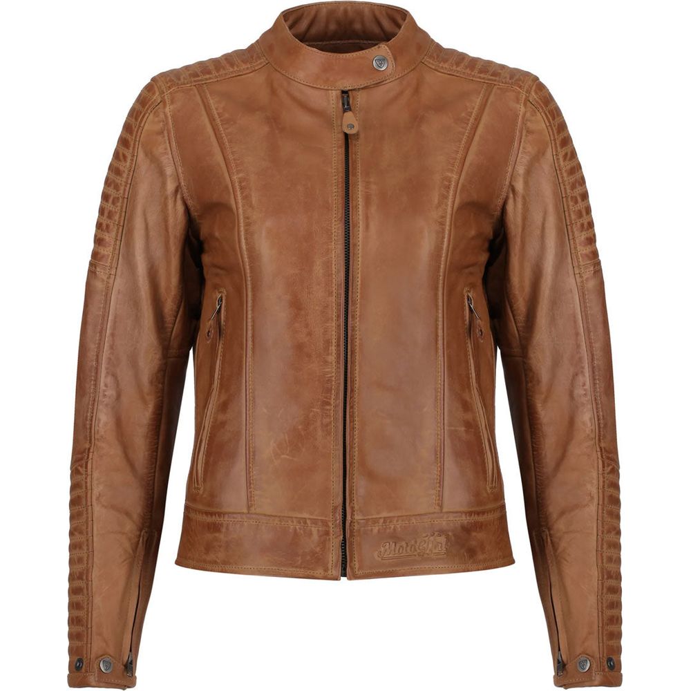 MotoGirl Valerie Ladies Leather Jacket Camel - ThrottleChimp