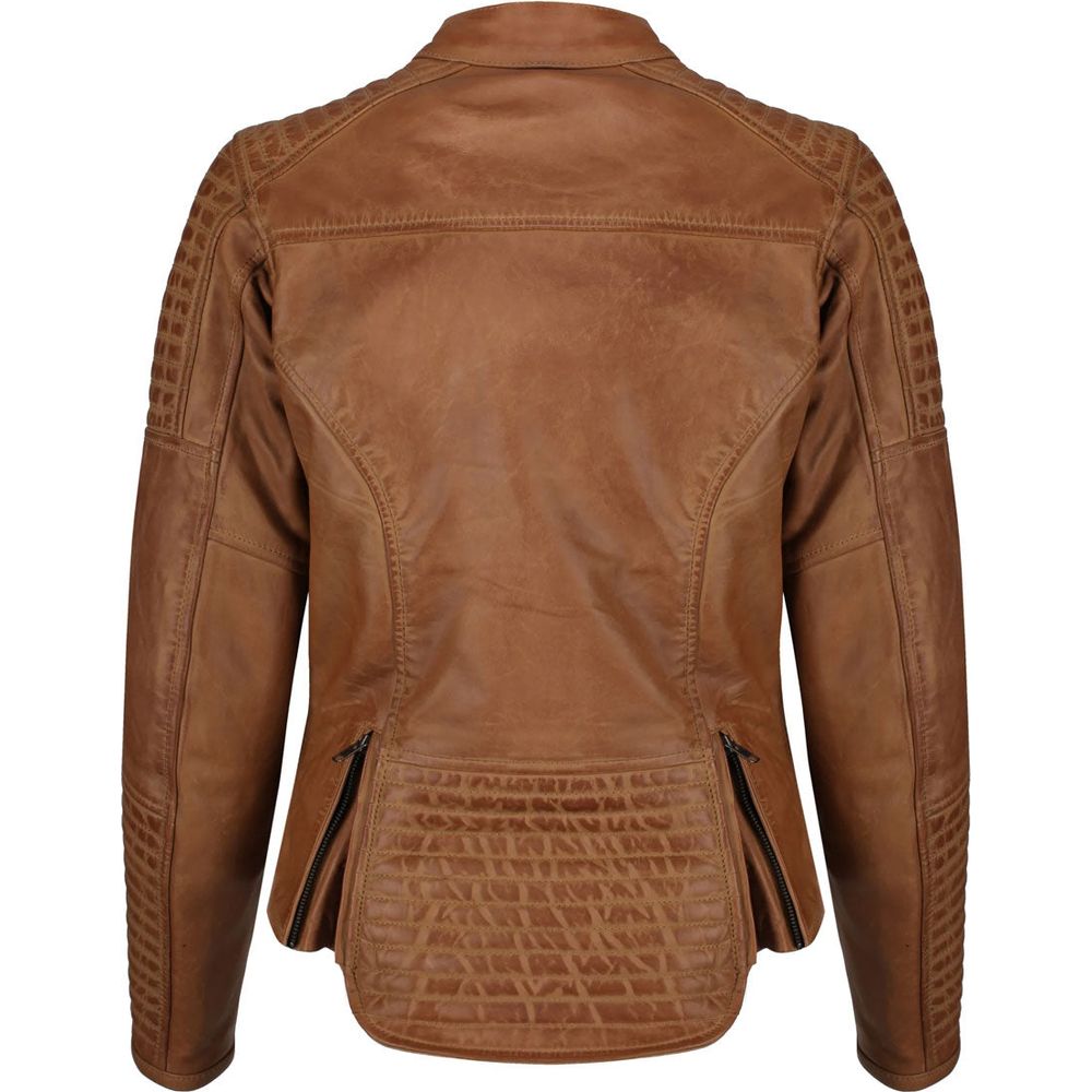 MotoGirl Valerie Ladies Leather Jacket Camel (Image 2) - ThrottleChimp