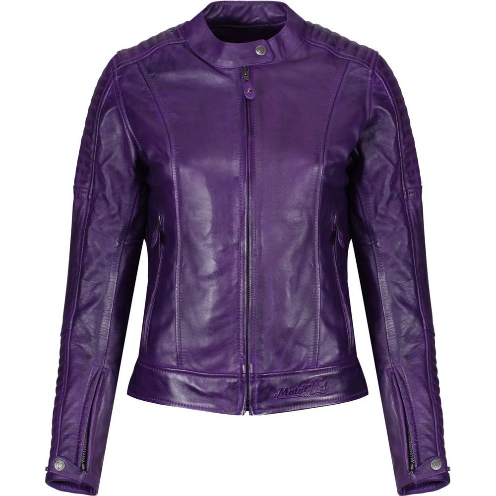 MotoGirl Valerie Ladies Leather Jacket Purple - ThrottleChimp