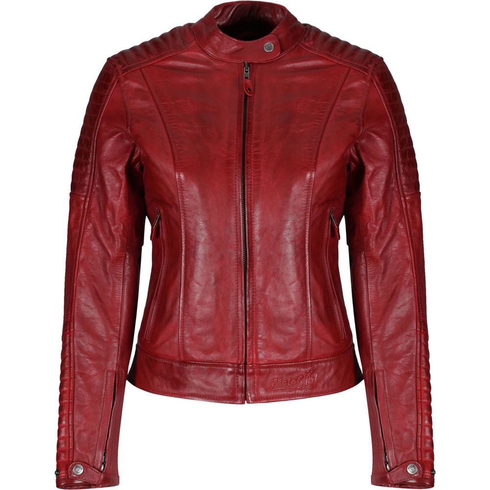 MotoGirl Valerie Ladies Leather Jacket Red - ThrottleChimp