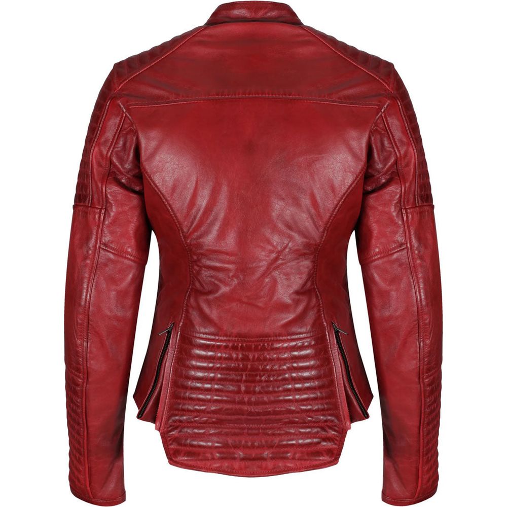 MotoGirl Valerie Ladies Leather Jacket Red (Image 2) - ThrottleChimp