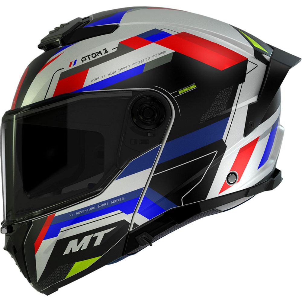 MT Atom 2 Bast B7 Flip-Up Helmet Gloss Red / White / Blue (Image 2) - ThrottleChimp