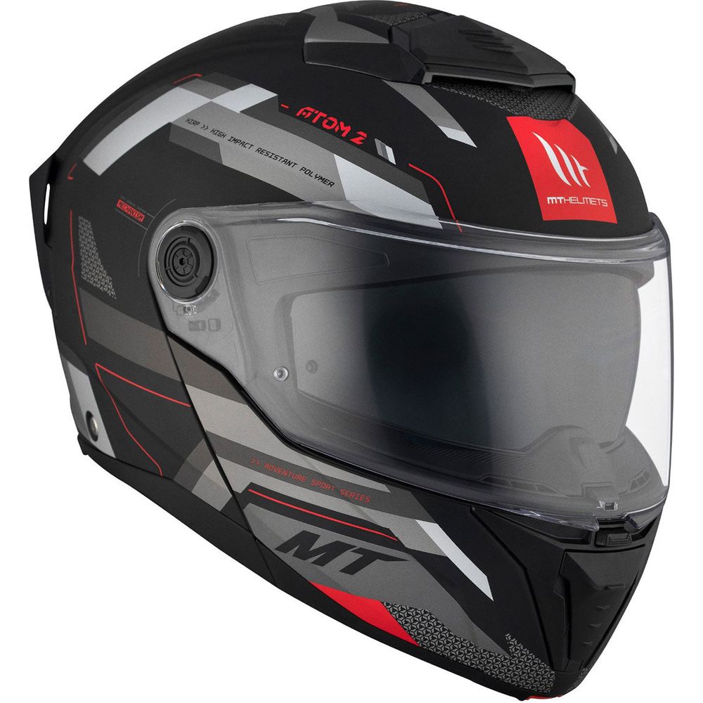 MT Atom 2 Bast D5 Flip-Up Helmet Matt Black / Grey (Image 4) - ThrottleChimp