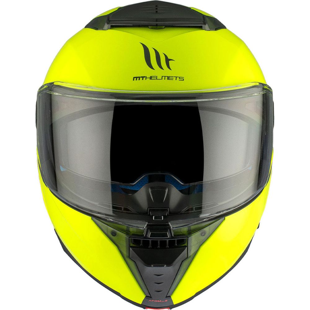 MT Atom 2 Solid Flip-Up Helmet Gloss Fluo Yellow (Image 3) - ThrottleChimp