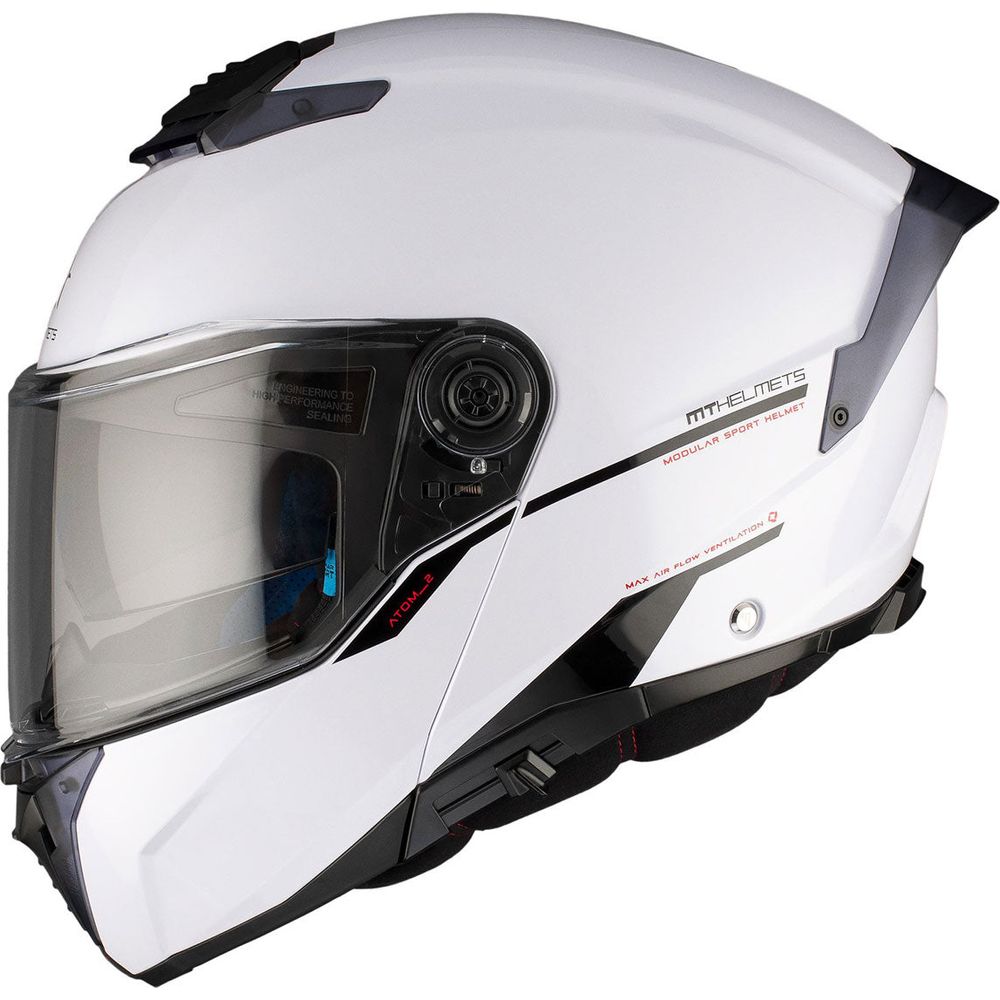 MT Atom 2 Solid Flip-Up Helmet Gloss White (Image 4) - ThrottleChimp