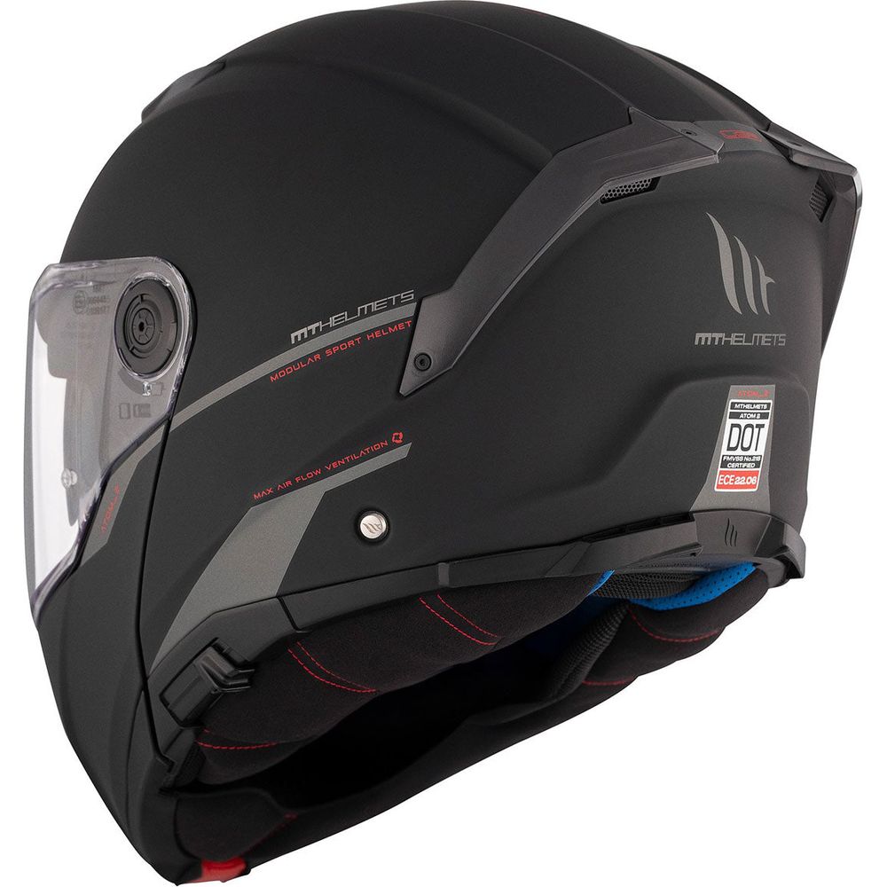 MT Atom 2 Solid Flip-Up Helmet Matt Black FREE 1 YEAR Returns, FREE UK Delivery | ThrottleChimp