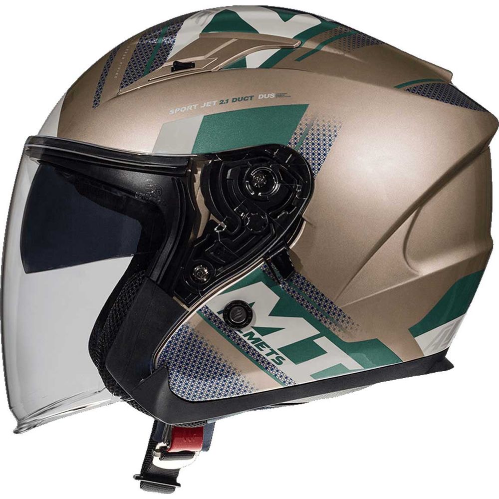 MT Avenue Sideway Open Face Helmet Gold / Green (Image 2) - ThrottleChimp