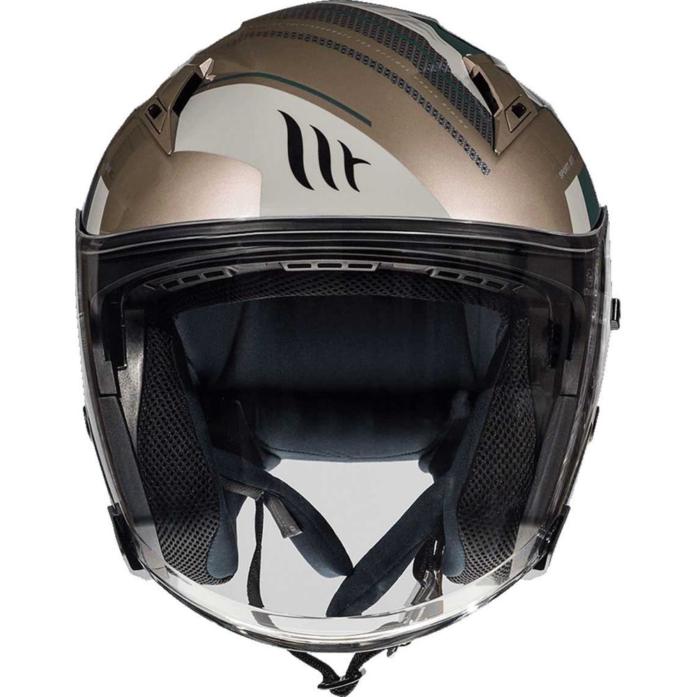 MT Avenue Sideway Open Face Helmet Gold / Green (Image 3) - ThrottleChimp