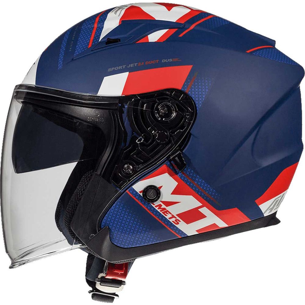 MT Avenue Sideway Open Face Helmet Matt Blue / Red / White (Image 2) - ThrottleChimp