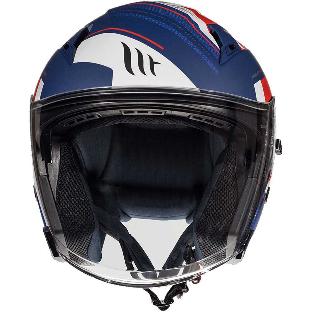 MT Avenue Sideway Open Face Helmet Matt Blue / Red / White (Image 3) - ThrottleChimp