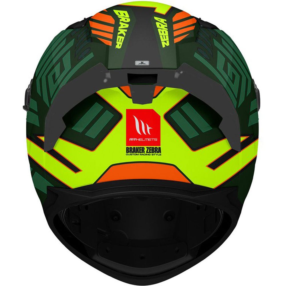 MT Braker SV Zebra C6 Full Face Helmet Matt Black / Green (Image 3) - ThrottleChimp