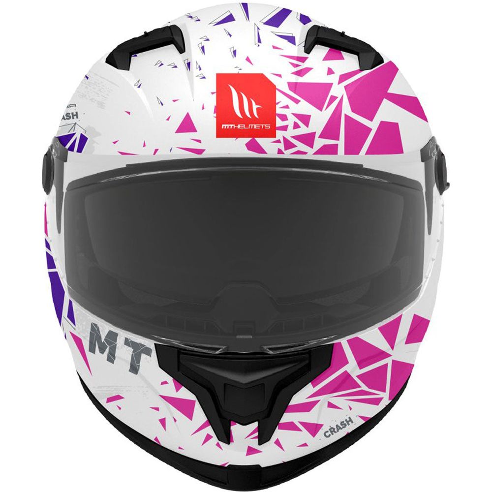 MT Braker Crash SV A8 Full Face Helmet Matt White / Pink / Purple (Image 2) - ThrottleChimp