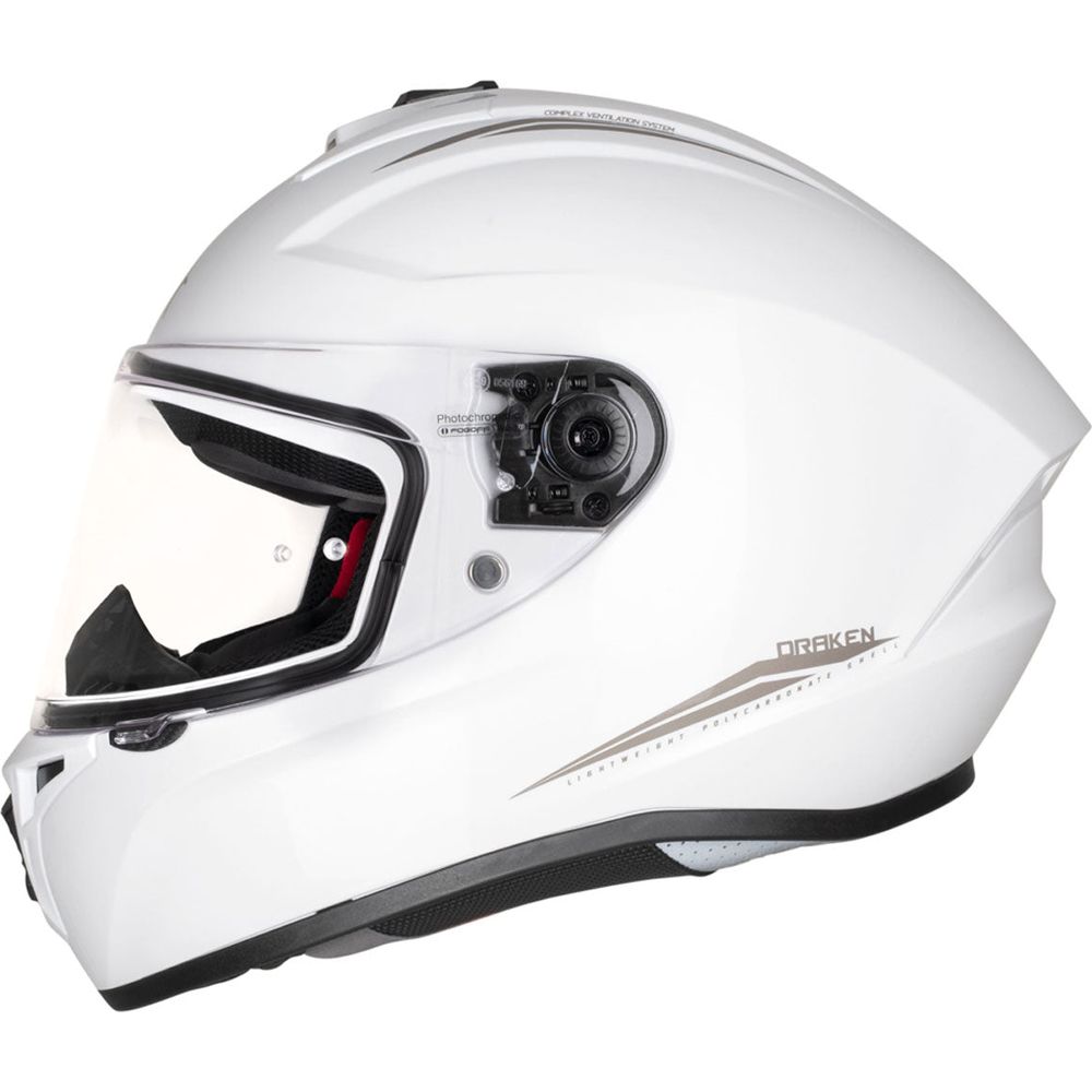 MT Draken ECE 22.06 Full Face Helmet Gloss Pearl White (Image 3) - ThrottleChimp