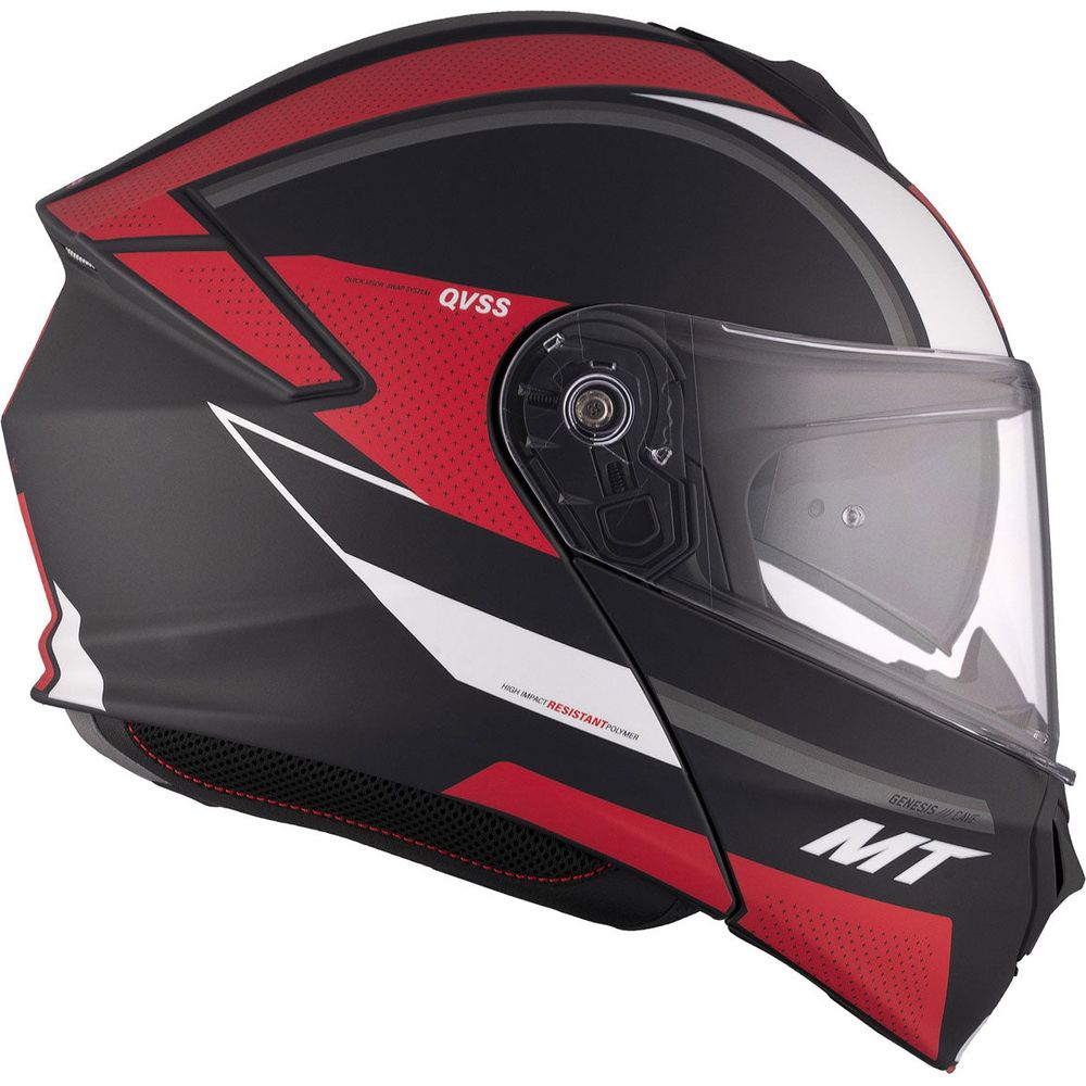 MT Genesis SV Cave A5 Flip-Up Helmet Matt Black / Red FREE 1 YEAR Returns, FREE UK Delivery | ThrottleChimp