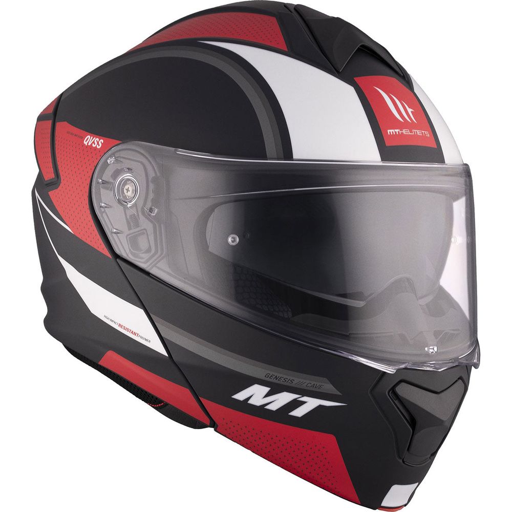 MT Genesis SV Cave A5 Flip-Up Helmet Matt Black / Red FREE 1 YEAR Returns, FREE UK Delivery | ThrottleChimp