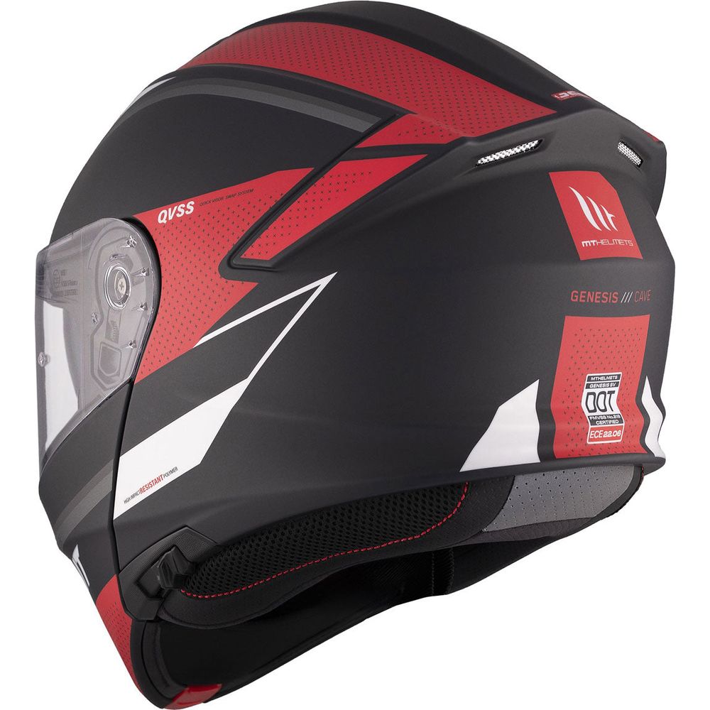 MT Genesis SV Cave A5 Flip-Up Helmet Matt Black / Red FREE 1 YEAR Returns, FREE UK Delivery | ThrottleChimp