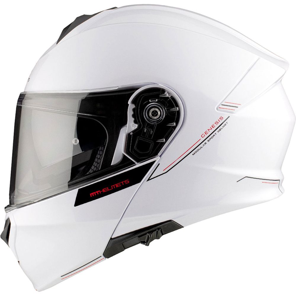 MT Genesis SV Solid A0 Flip-Up Helmet Gloss Pearl White (Image 2) - ThrottleChimp