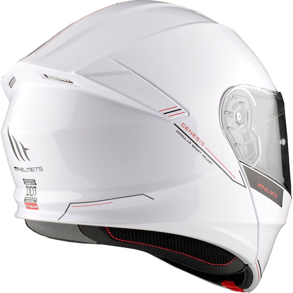 MT Genesis SV Solid A0 Flip-Up Helmet Gloss Pearl White (Image 4) - ThrottleChimp