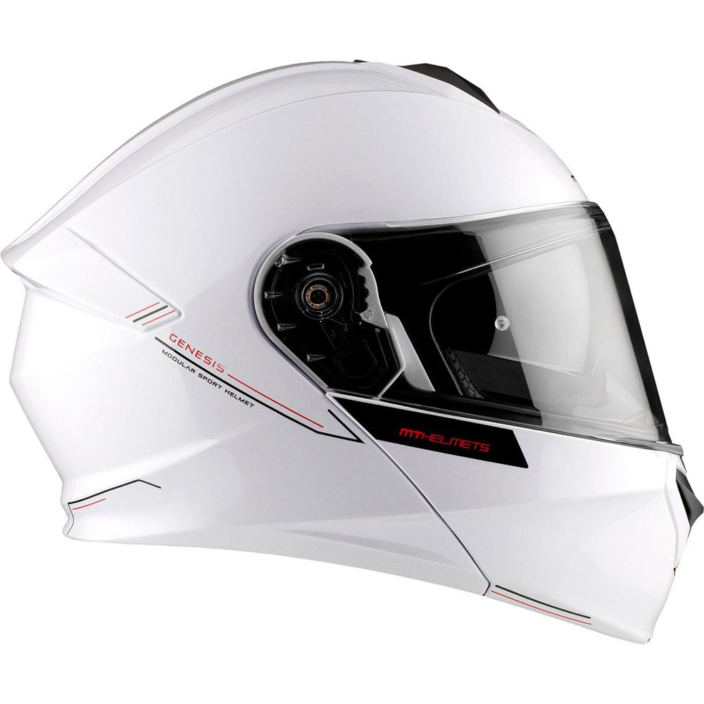 MT Genesis SV Solid A0 Flip-Up Helmet Gloss Pearl White (Image 5) - ThrottleChimp