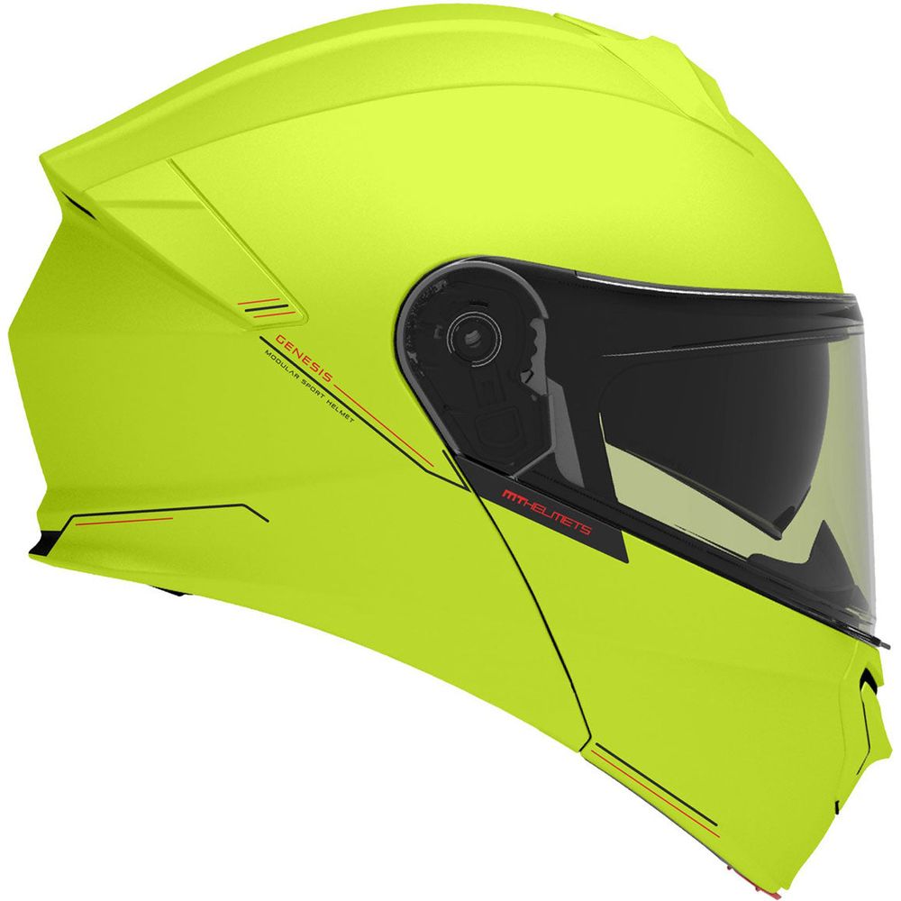 MT Genesis SV Solid A3 Flip-Up Helmet Gloss Fluo Yellow (Image 2) - ThrottleChimp