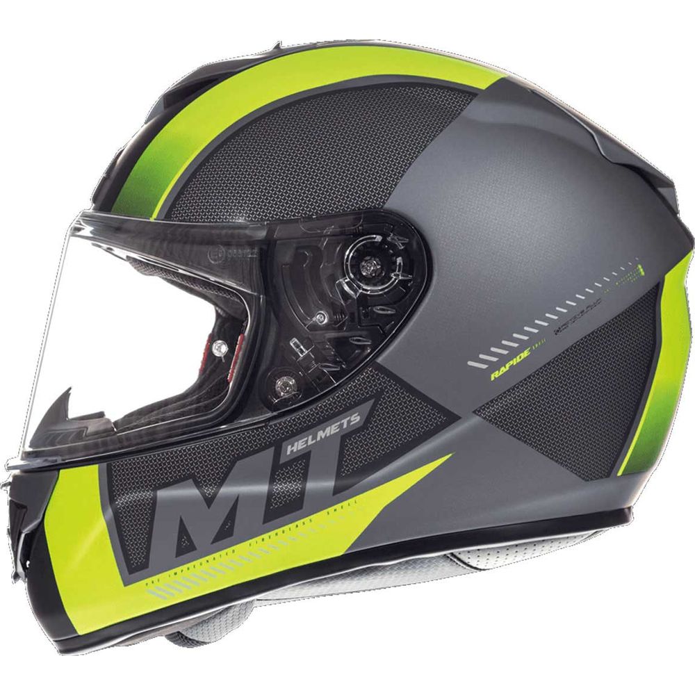 MT Rapide Overtake Full Face Helmet Matt Black / Fluo Yellow (Image 2) - ThrottleChimp