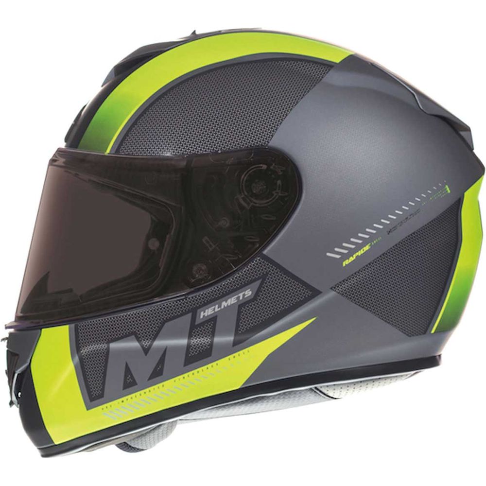 MT Rapide Overtake Full Face Helmet Matt Black / Fluo Yellow (Image 3) - ThrottleChimp