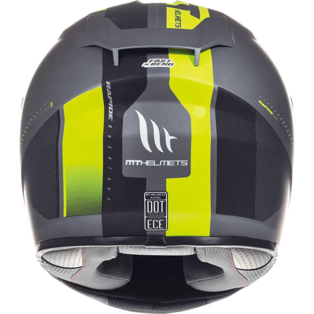 MT Rapide Overtake Full Face Helmet Matt Black / Fluo Yellow (Image 5) - ThrottleChimp