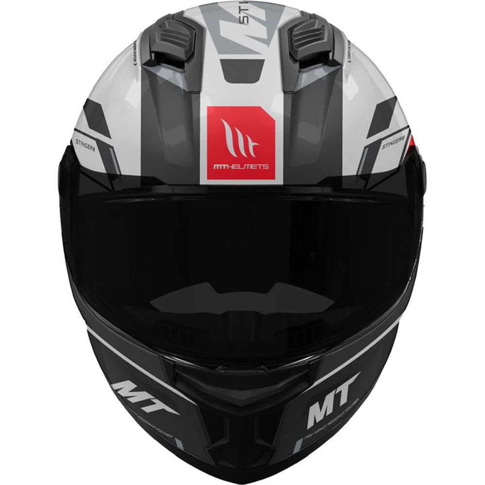 MT Stinger 2 Zivze A2 Full Face Helmet Gloss Black / White (Image 2) - ThrottleChimp