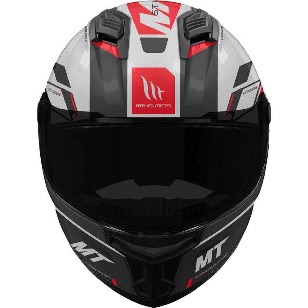 MT Stinger 2 Zivze A5 Full Face Helmet Gloss Black / White / Red (Image 2) - ThrottleChimp