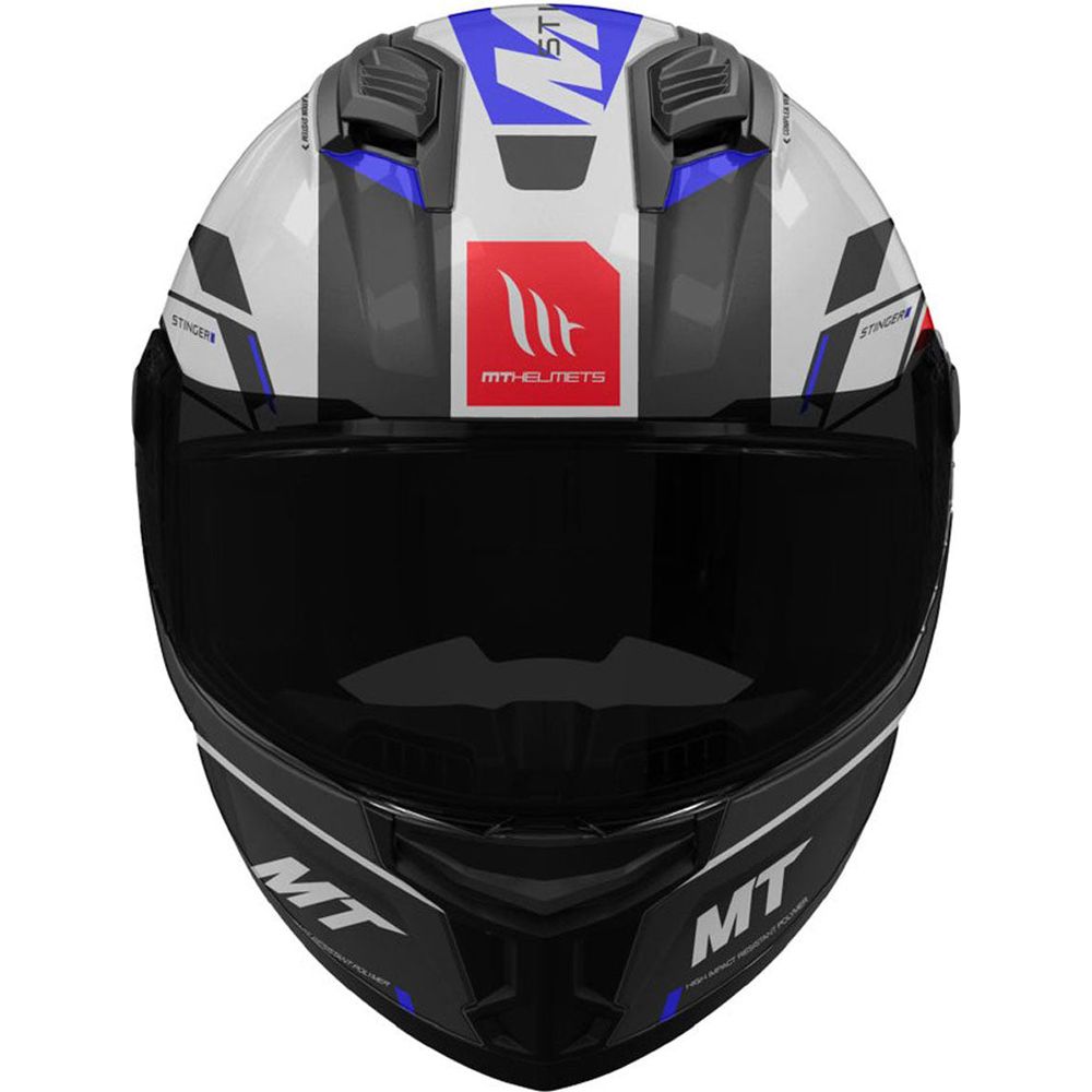 MT Stinger 2 Zivze A7 Full Face Helmet Gloss Black / White / Blue (Image 2) - ThrottleChimp