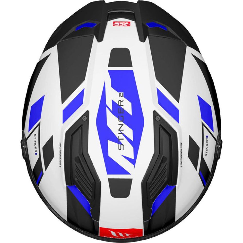 MT Stinger 2 Zivze A7 Full Face Helmet Gloss Black / White / Blue (Image 4) - ThrottleChimp