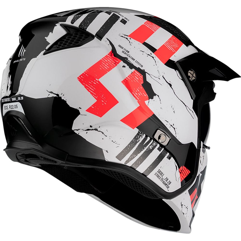 MT Streetfighter Skull A0 Adventure Helmet Gloss Pearl White (Image 3) - ThrottleChimp