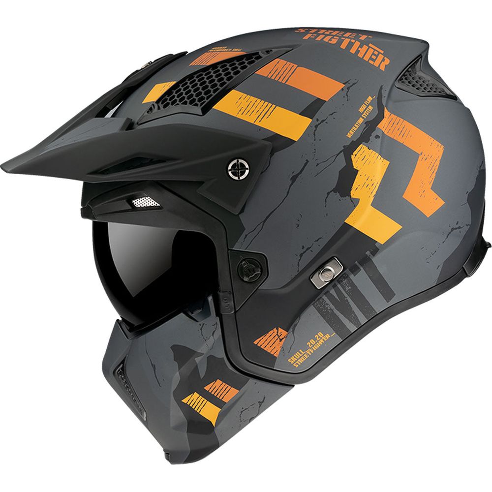 MT Streetfighter Skull A12 Adventure Helmet Matt Grey (Image 2) - ThrottleChimp