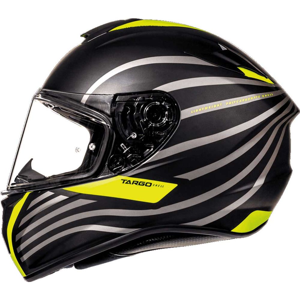 MT Targo Doppler Full Face Helmet Matt Black / Fluo Yellow (Image 2) - ThrottleChimp