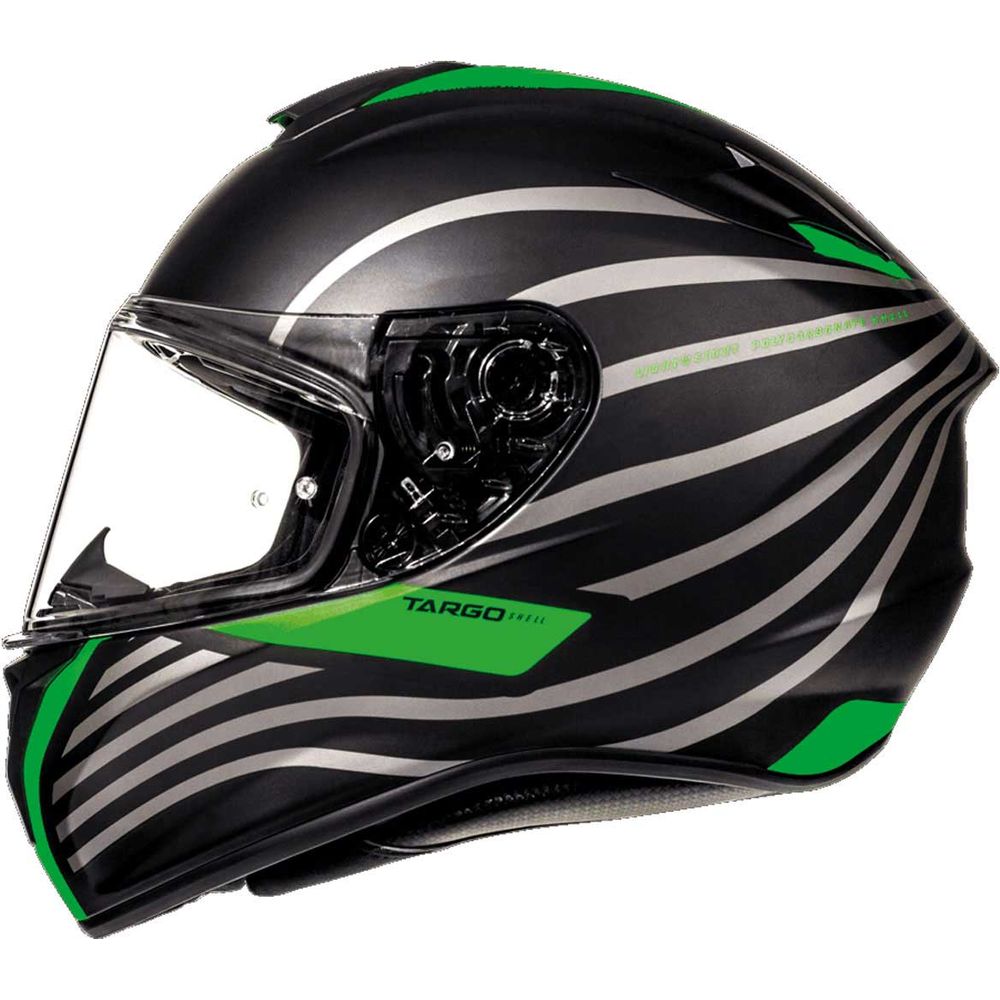 MT Targo Doppler Full Face Helmet Matt Black / Green (Image 2) - ThrottleChimp