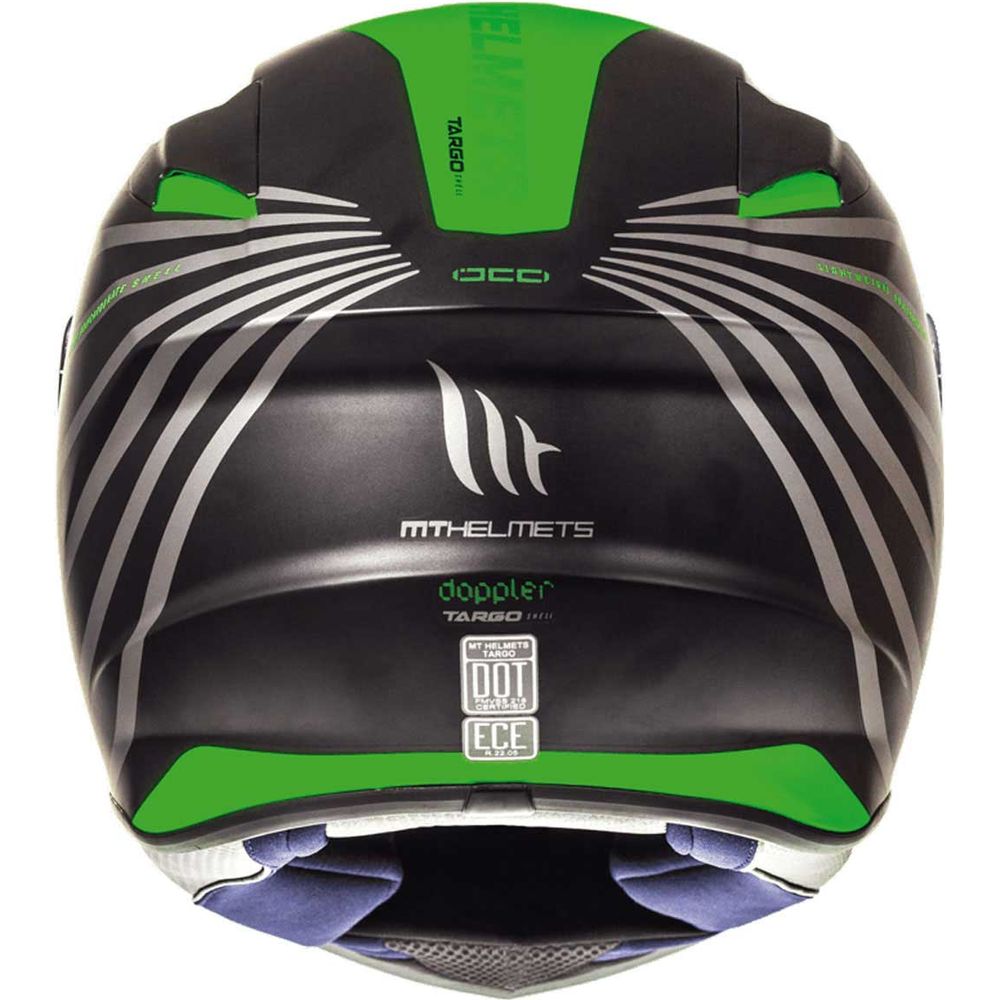 MT Targo Doppler Full Face Helmet Matt Black / Green FREE 1 YEAR Returns, FREE UK Delivery | ThrottleChimp