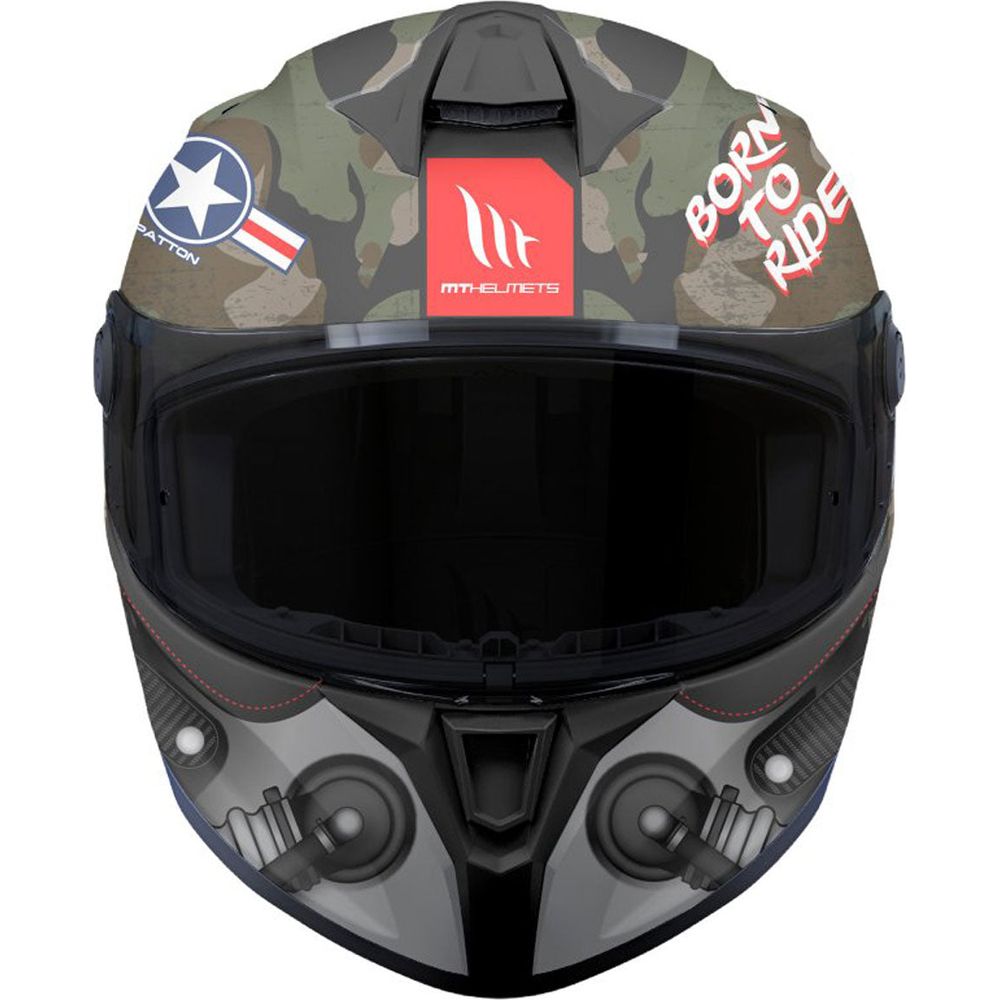 MT Targo S Patton A1 Full Face Helmet Matt Green Camo (Image 2) - ThrottleChimp