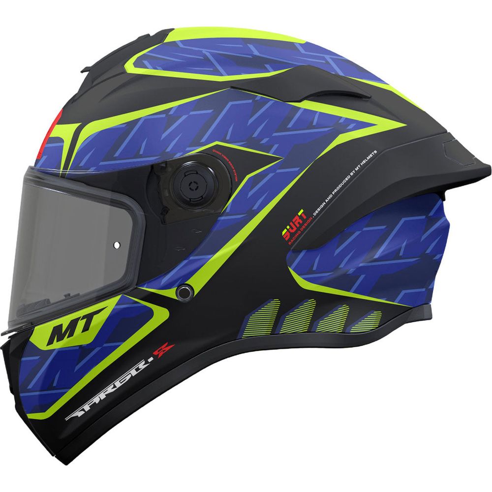 MT Targo S Surt B13 Full Face Helmet Matt Black / Blue / Yellow - ThrottleChimp