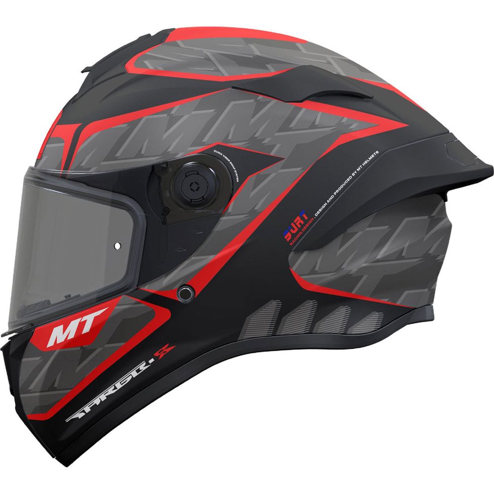 MT Targo S Surt B5 Full Face Helmet Matt Black / Grey / Red - ThrottleChimp