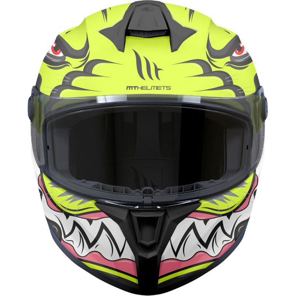 MT Targo S Toby C3 Full Face Helmet Matt Fluo Yellow (Image 2) - ThrottleChimp